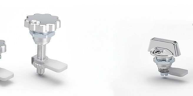 Die neuen Kompressions-Drehriegel aus Edelstahl mit Rundknauf- oder Knebelbetätigung
