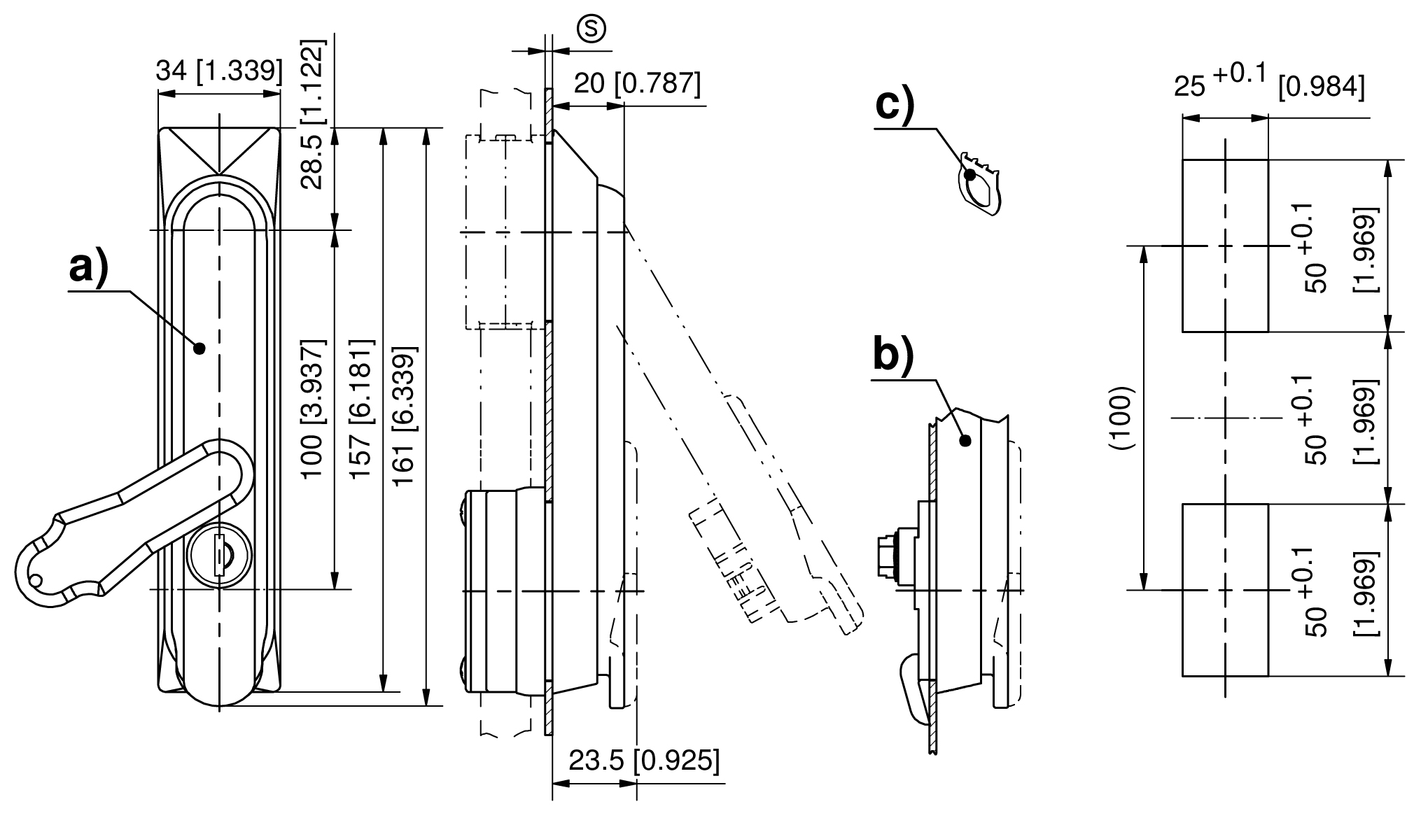 3-150.01 Swinghandle FS PrC with Key Cylinder - DIRAK